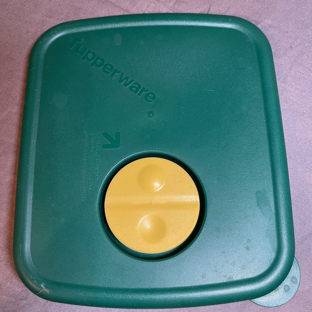 Vintage Tupperware Rack N' Serve Green Replacement Lid 3386A-6. (5X6 inches)